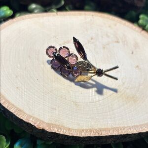 Elegant Gold and Purple Floral Brooch